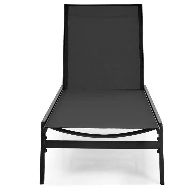 Costway Patio Lounge Chair Chaise Recliner Back Adjustable Garden Deck Brown\Black