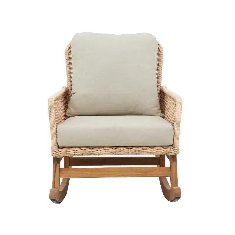 Christopher Knight Home Tamid Outdoor Modern Wood, Rattan and Metal Rocking Chair with Cushion