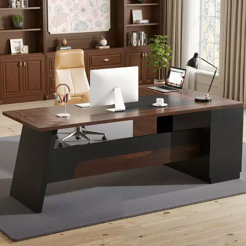 MAYEERTY L-Shaped Desk with Mobile Filing Cabinet, Heavy-Duty Metal Frame & 1.2-Inch Compressed Board