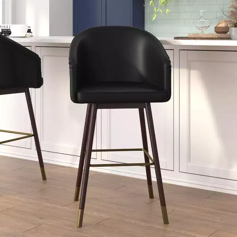 Upholstered Bar Height Dining Stool with Wood Frame