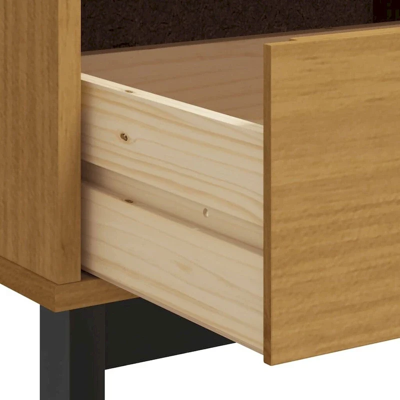 Solid Pine Wood TV Stand with Drawers – 43.3 x 15.7 x 19.7 in.
