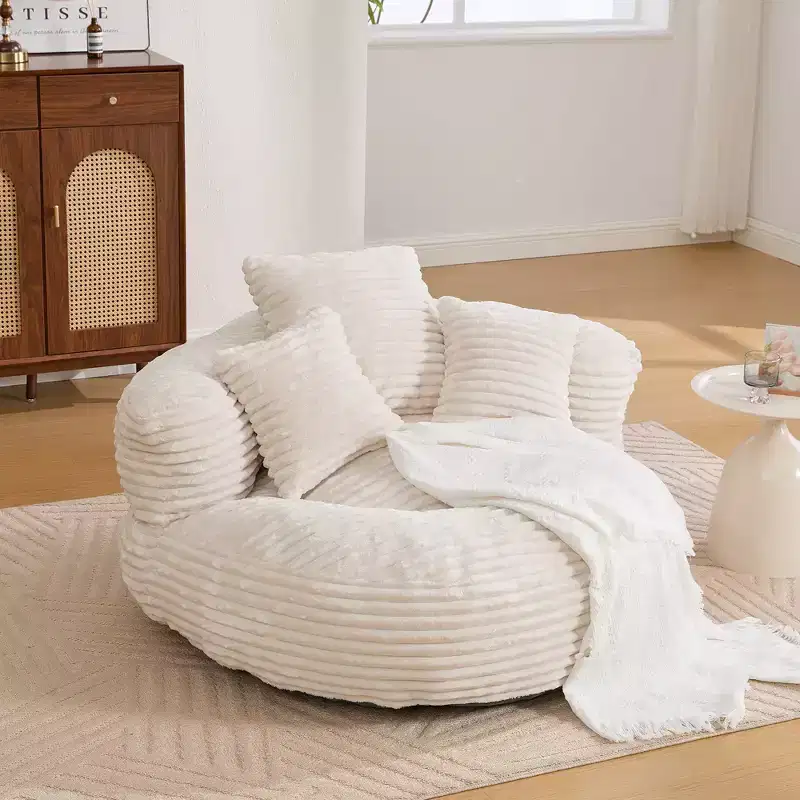 Bean Bag Sofa for Adults Kids, Oversized Corduroy Bean Bag Chair with 3 Pillows & Armrest for Living Room Bedroom