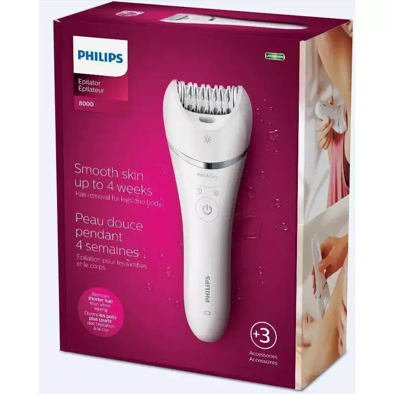 Philips Series 8000 Women's Rechargeable Electric Epilator - BRE700/04