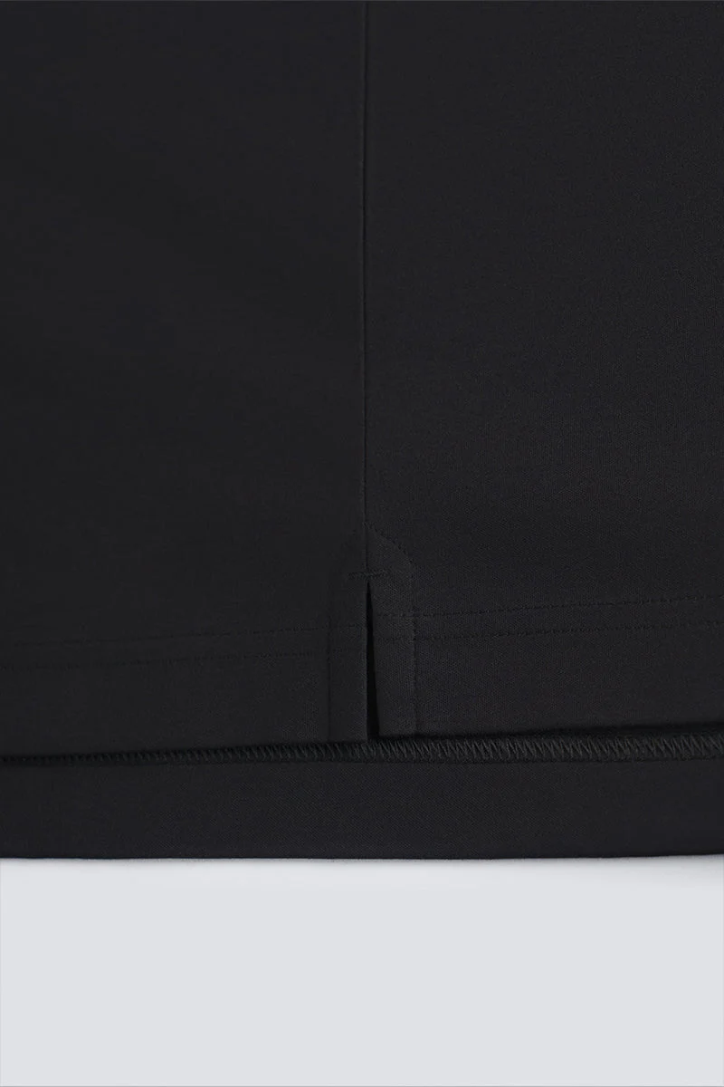 Waffle-Knit Buttonless Polo – Light Grey