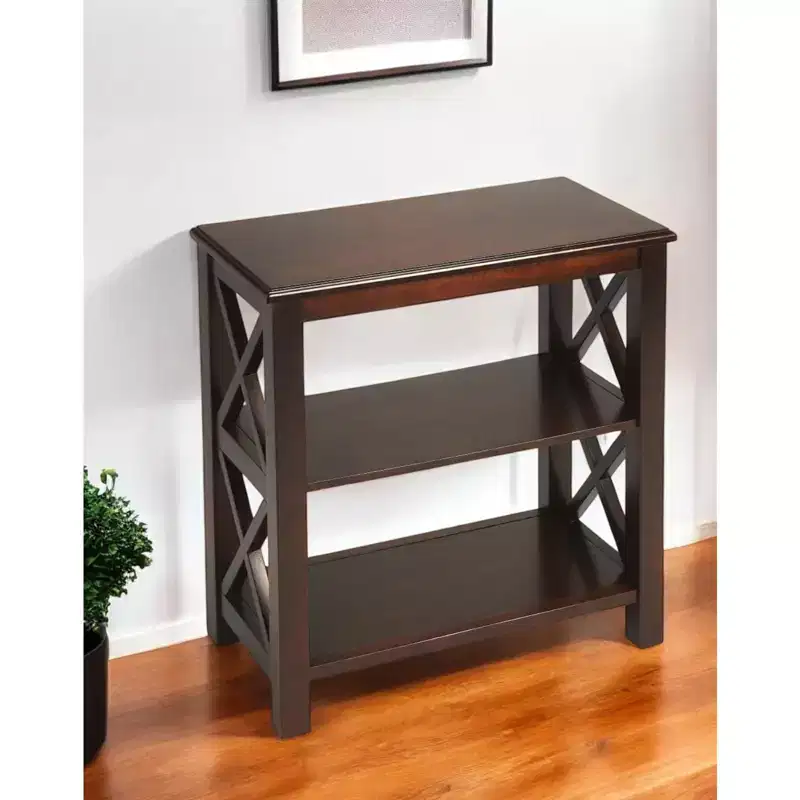 HomeRoots 25 Dark Brown Two Tier Standard Bookcase