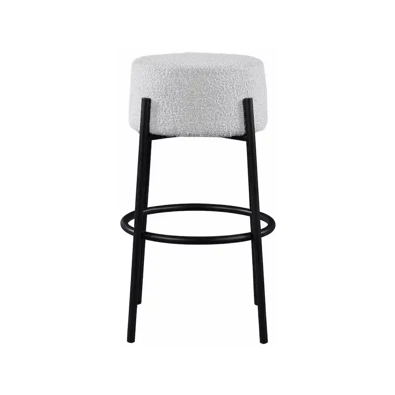 Meridian Furniture,Avalon Cream Boucle Fabric Bar Stool