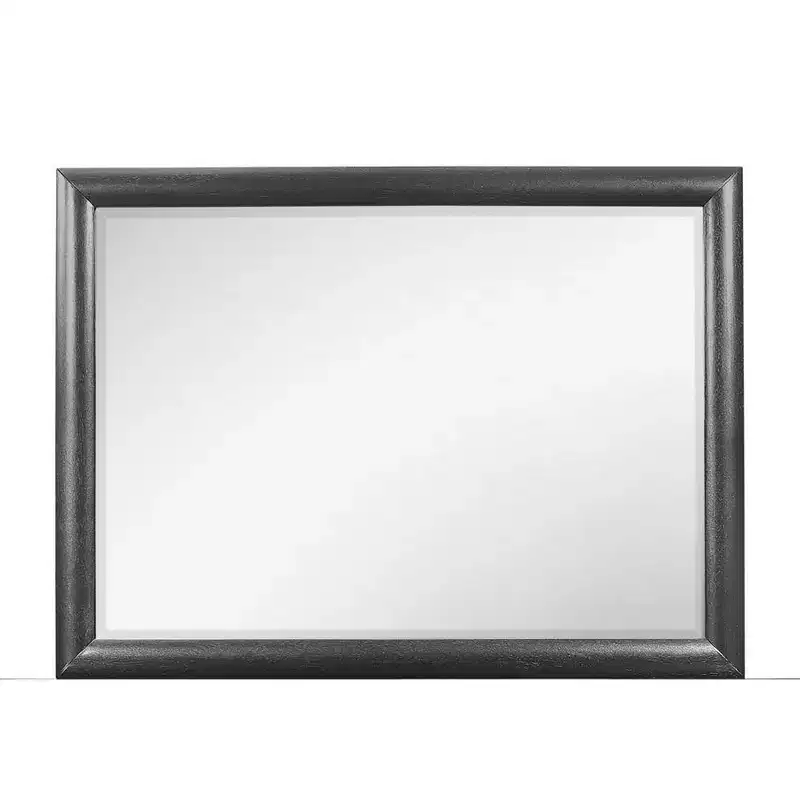 Grey Framed Bedroom Mirror with Simple Wooden Border - Contemporary Dresser Mount, 60