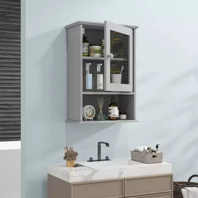 Costway Wall Mounted Bathroom Cabinet Storage Organize Hanging Medicine Adjustable Shelf