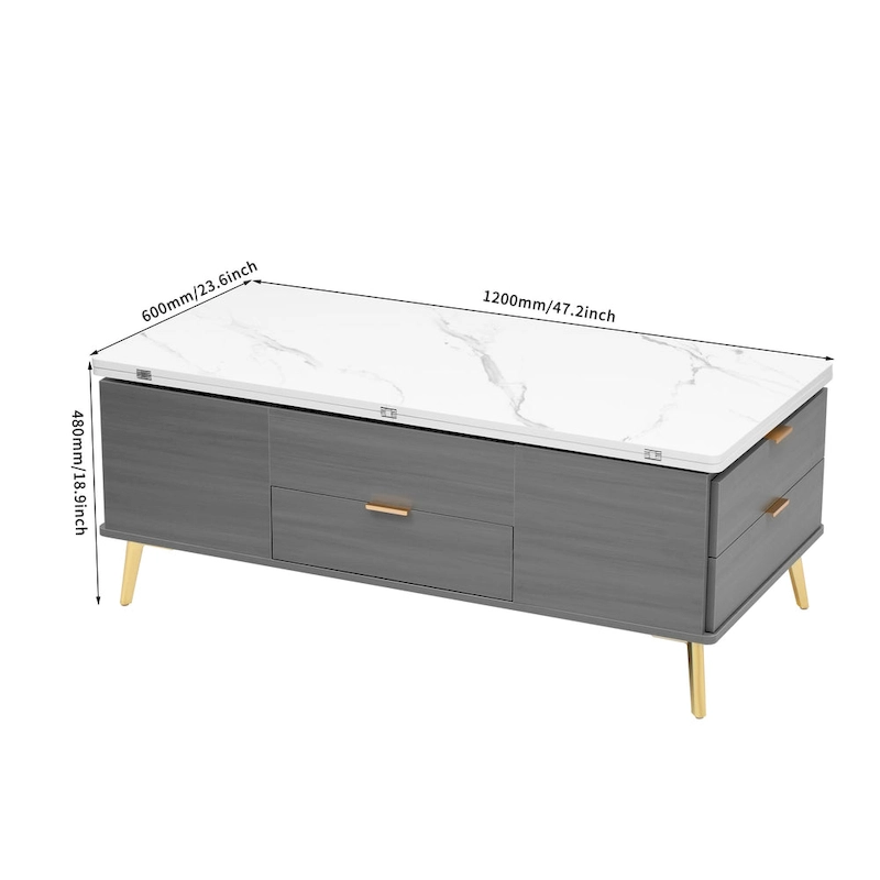 Modern Lift Top Coffee Table Multi Functional Table with Drawers