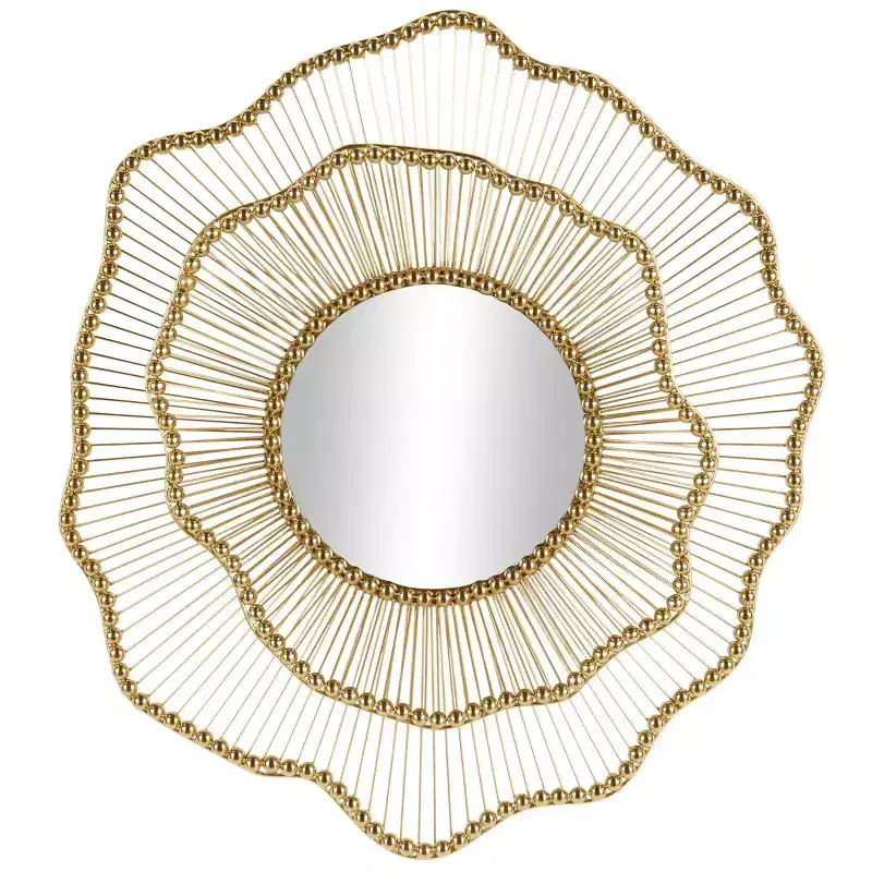 Olivia & May 34"x33" Metal Floral Layered Frame Wall Mirror with Layered Floral Frame Gold: Iron Construction, No Assembly Required
