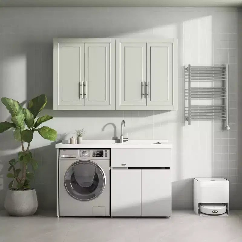 Bathroom Kitchen Wall Cabinet, Medicine Cabinet Over The Toilet, Laundry Room Cabinet with Doors and Storage Shelves, Gray