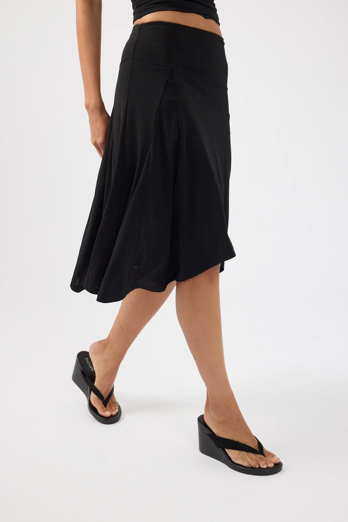 Asymmetrical Midi Skirt Black
