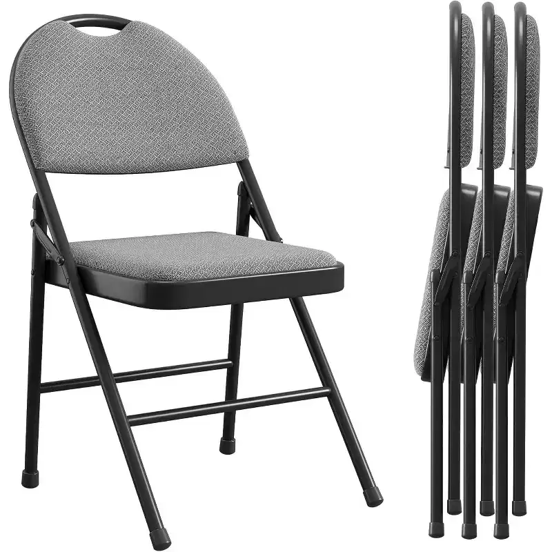 GustoWave 4-Piece Folding Chair Set for Indoor and Outdoor, Room, Restaurant, Patio, Black