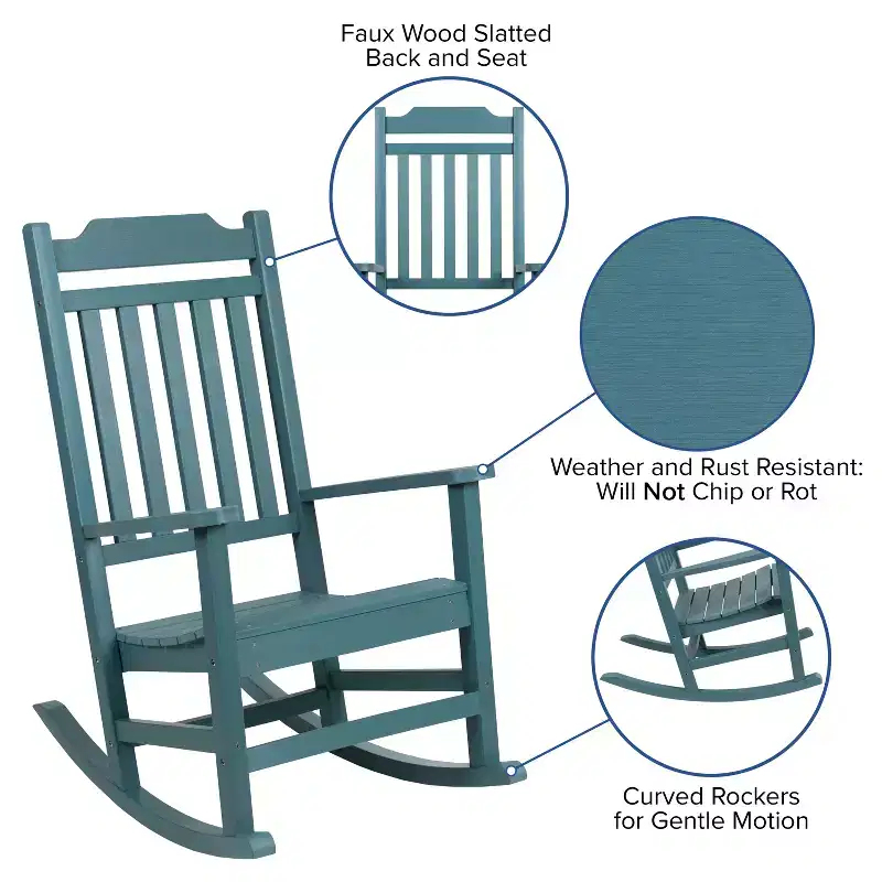 Emma and Oliver All-Weather Rocking Chair in Faux Wood - Patio and Backyard Furniture