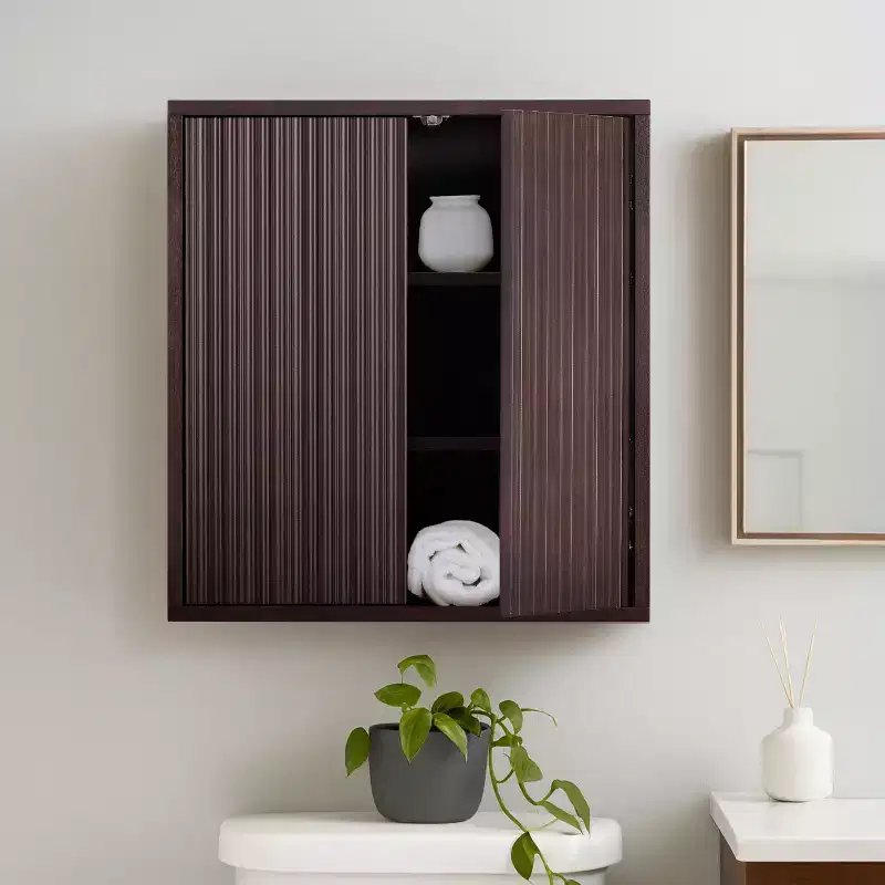 Teamson Home Tremolo Modern Boho 2-Door Wall Cabinet with Solid Wood & Contemporary Fluted Fronts