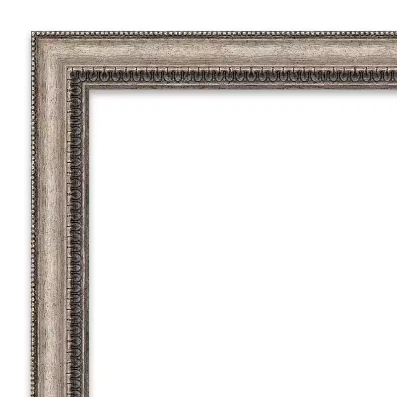 Amanti Art Lyla Ornate Silver Petite Bevel Bathroom Wall Mirror 28.25 x 22.25 in.