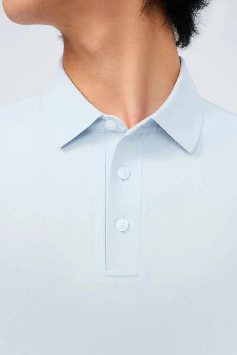 Waffle-Knit Buttonless Polo – Olive Green