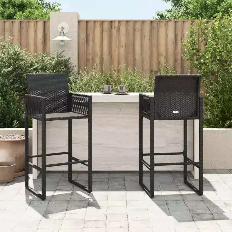 vidaXL Garden Bar Stool PE rattan, powder-coated steel, 100% polyester