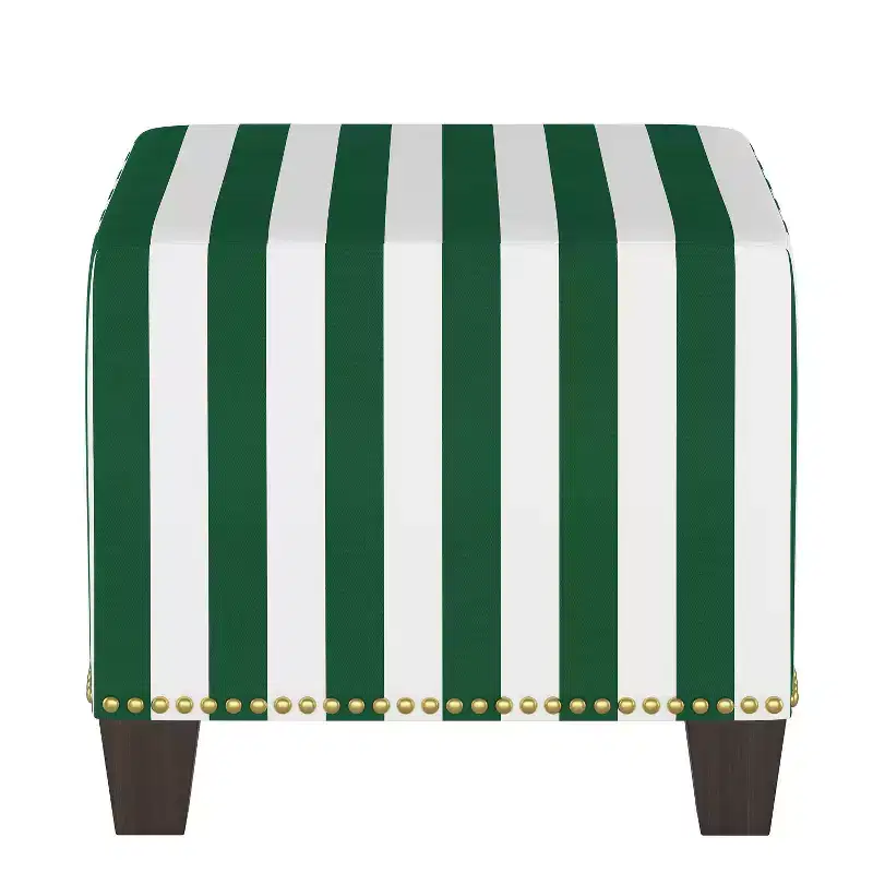 Skyline Furniture Yosemy Nail Button Square Ottoman in Patterns