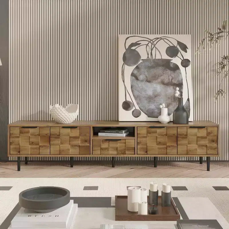 MAYEERTY TV Stand for Living Room, TV Stand Entertainment Center Wood Tv Media with Storage