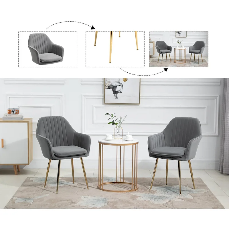 AVAWING Upholstered Velvet Dining Chairs Accent Arm Chairs Set of 4