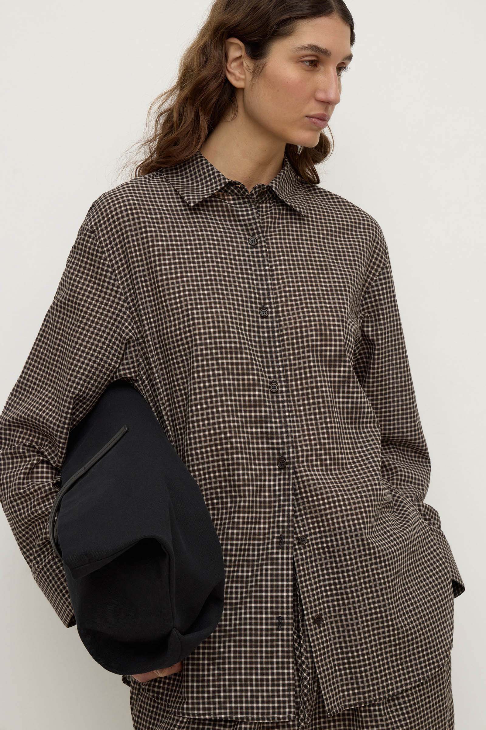 Brown Black Check Long Sleeve Shirt