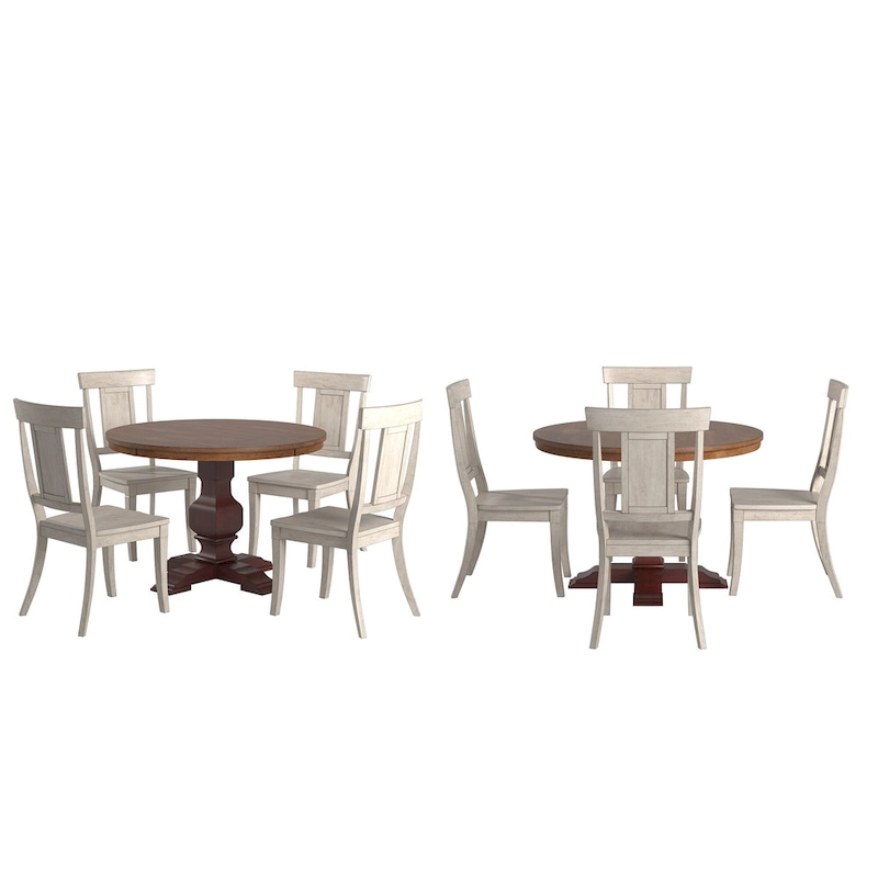 Ronda 45 Round Solid Wood Top Dining Set with Panel Back Chairs