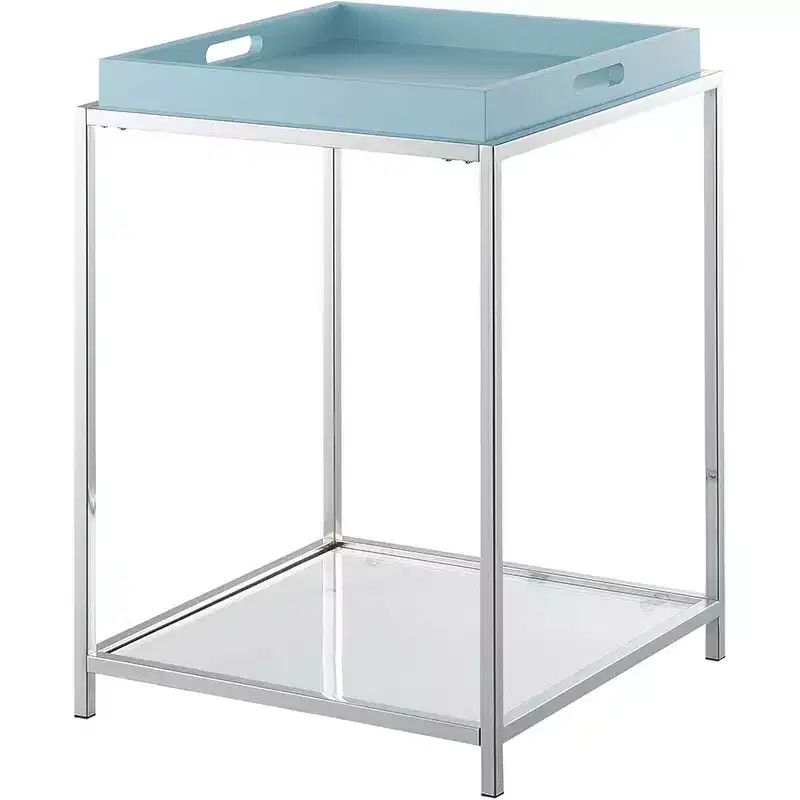 24 in.H Blue Color Rectangle Metal Table Top End Table