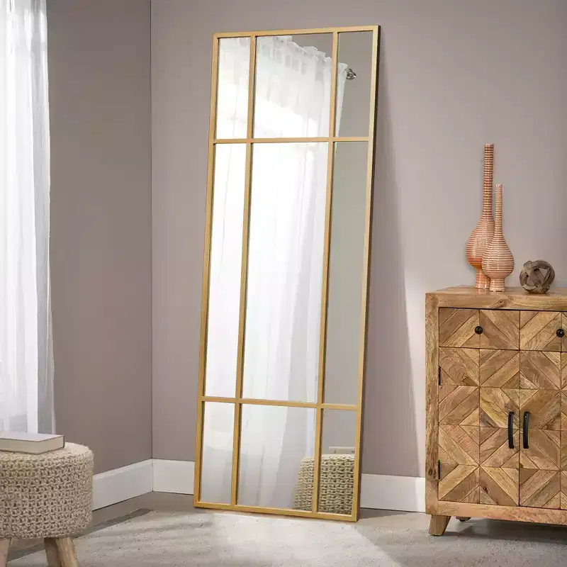 Dovelina Rectangle Metal Windowpane Mirror Decorative Wall Mirror Large Hanging Mirror