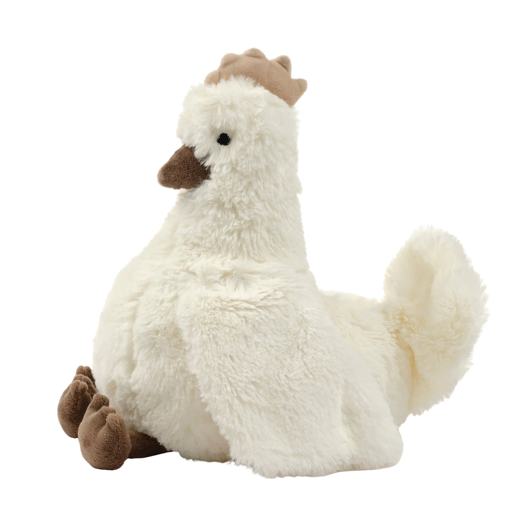 White Faux Fur Chicken Plush