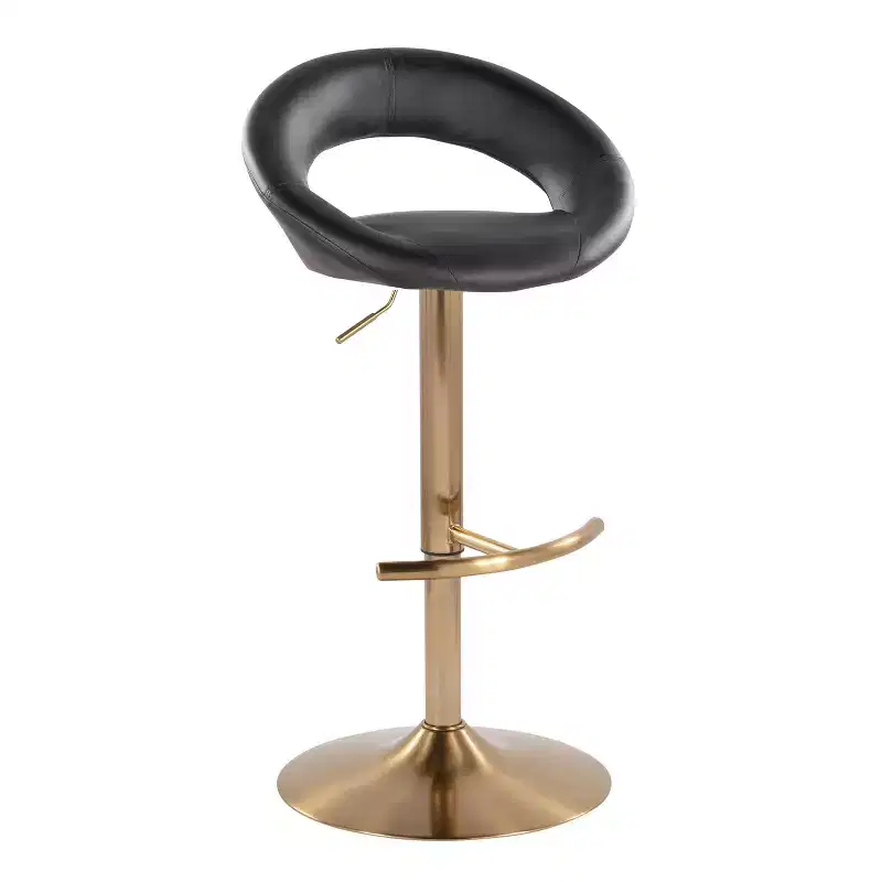 LumiSource Set of 2 Posh Adjustable Barstools Gold/Black PU