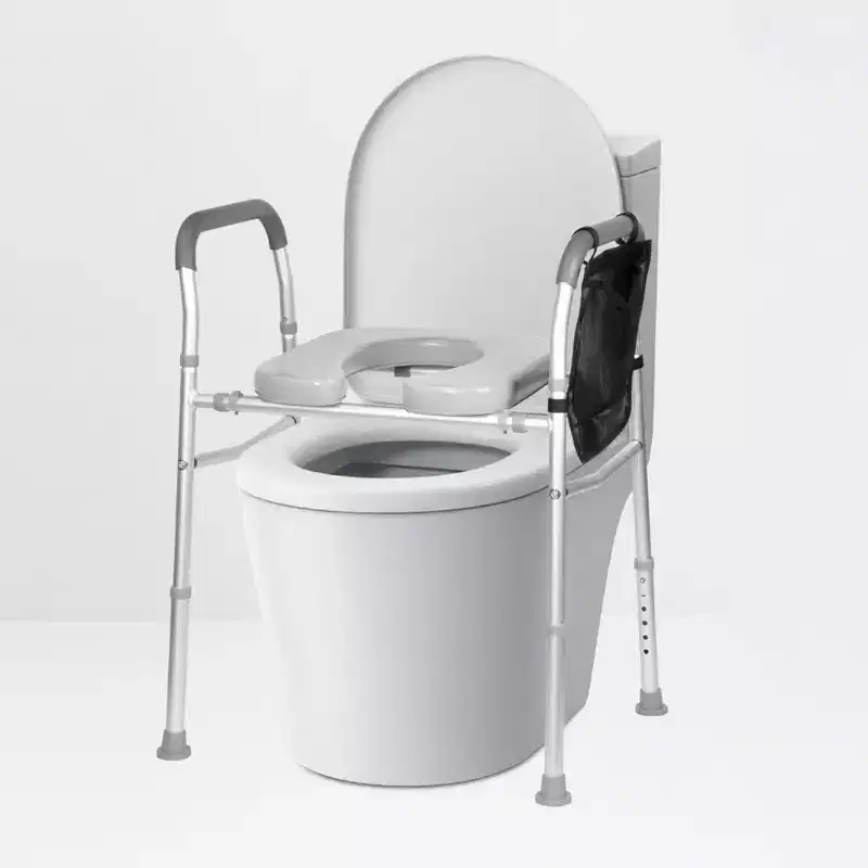 Toilet Seat Riser for Seniors, Raised Toilet Seat with Handles, Adjustable Height & Width, 300lbs Weight Capacity