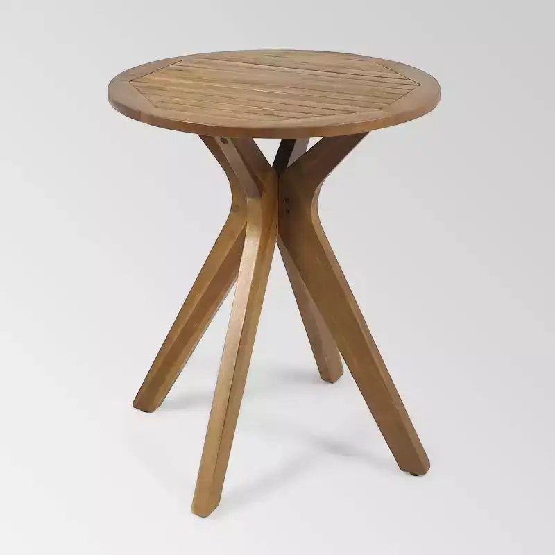 Stamford Round Acacia Wood Bistro Table with X Legs - Teak - Christopher Knight Home: Outdoor Dining Furniture