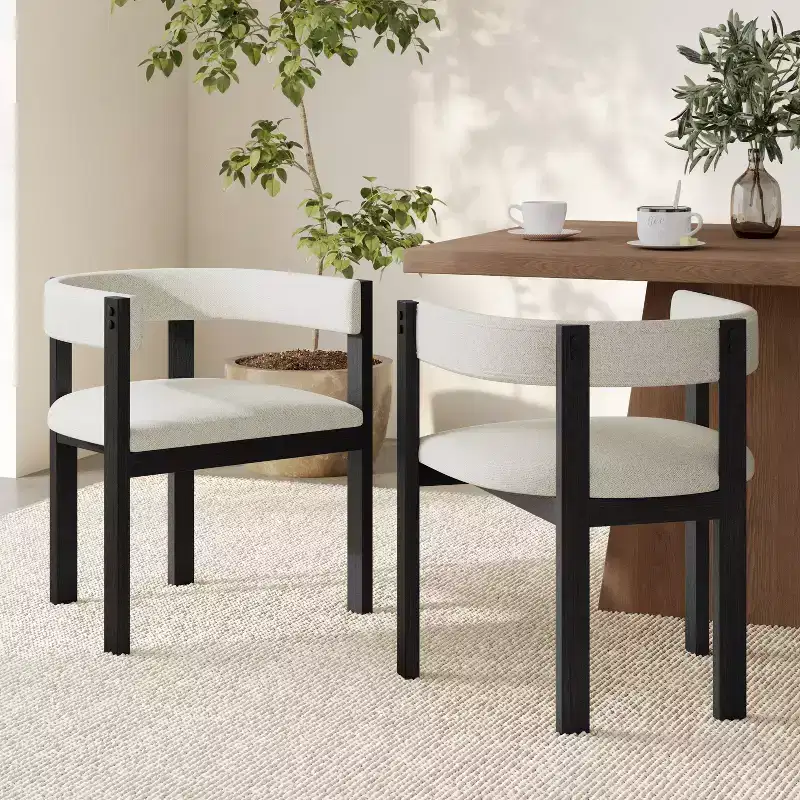 Christopher Knight Home Letizia Modern Rubberwood Upholstered Dining Chairs with Curved Backrest (Set of 2)