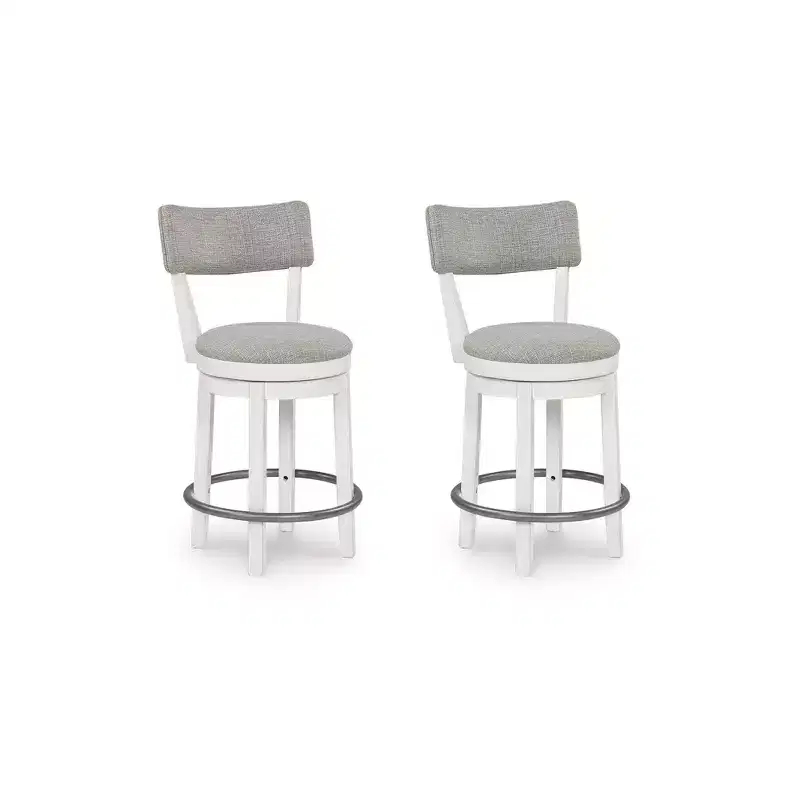 Signature Design by Ashley Robbinsdale Upholstered Swivel Barstool, Set of 2, Antique White