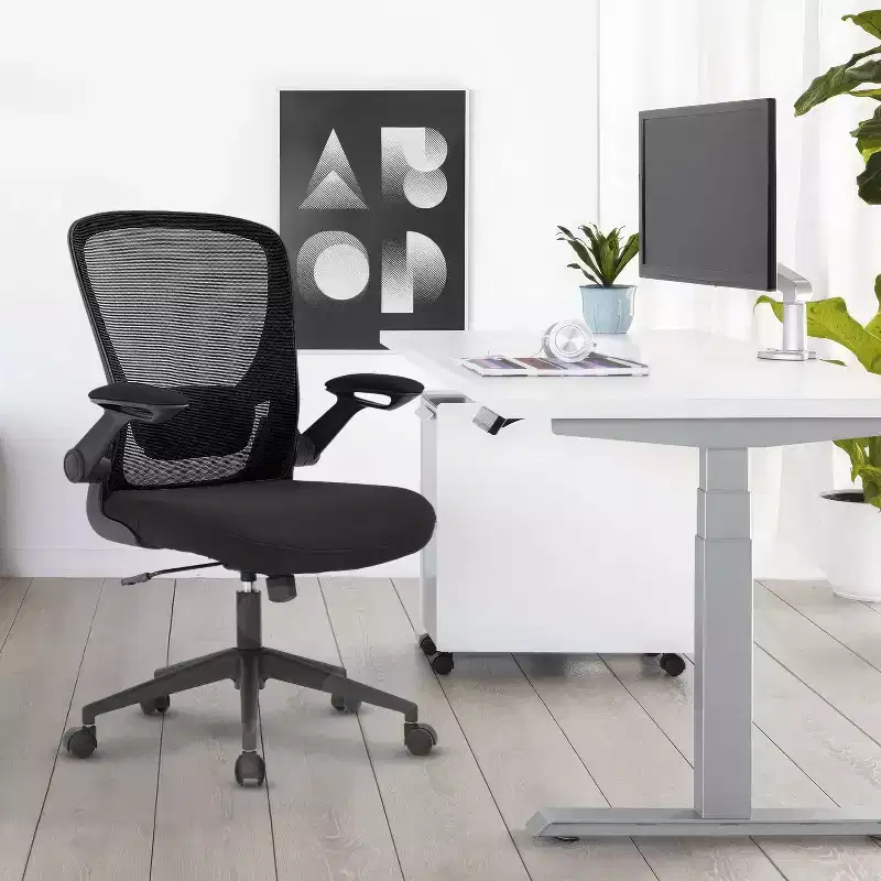 BestMassage Home Office Chair Mesh Back Chair Computer Chair with Adjustable Height Swivel Function and Flip-Up Arms