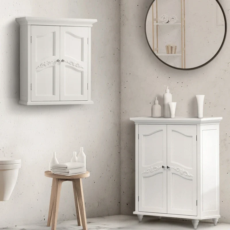 Freestanding Two-Door Floor Accent Cabinet with Adjustable Shelves - White