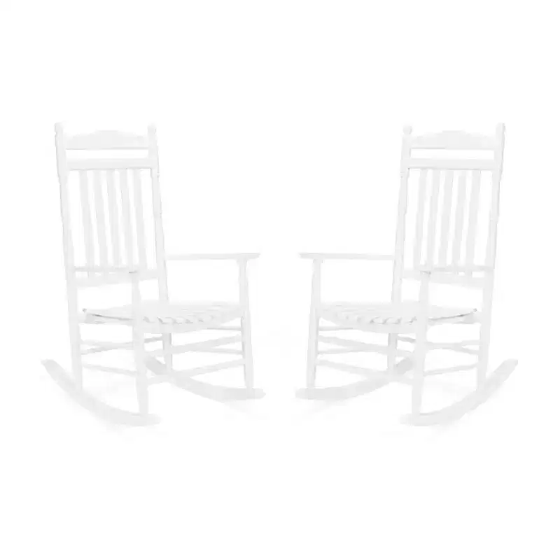 Karl Home | Lathe-Turned Solid Wood Patio Rocking Chairs (Set of 2)