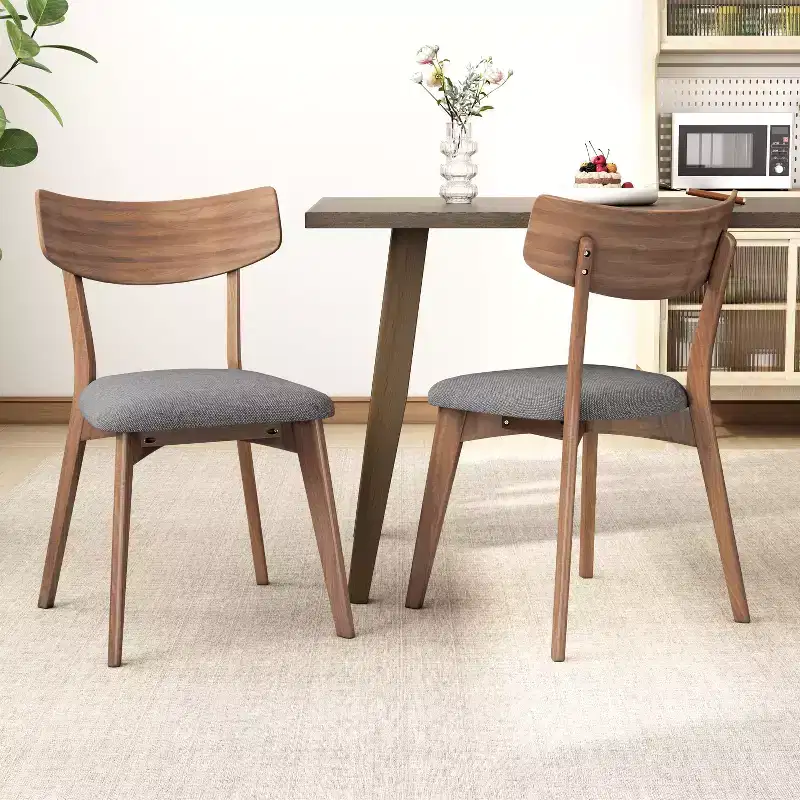 Set of 2 Upholstered Dining Chairs Wooden Armless Chairs, Mid-Century Modern -ModernLuxe