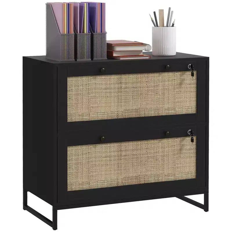Vinsetto 2 Drawer File Cabinet with Lock, Vertical Filing Cabinet with Keys and Adjustable Hanging Bar for Letter, A4 and Legal Size