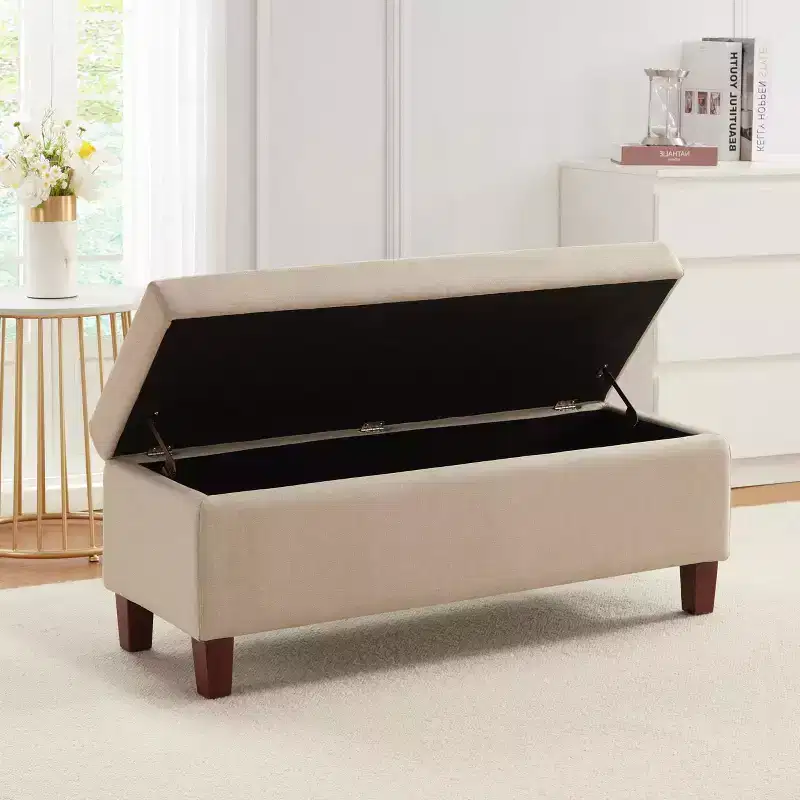 Ornavo Home Hamilton Long Bench Storage Ottoman with Easy Lift Hinge Lid