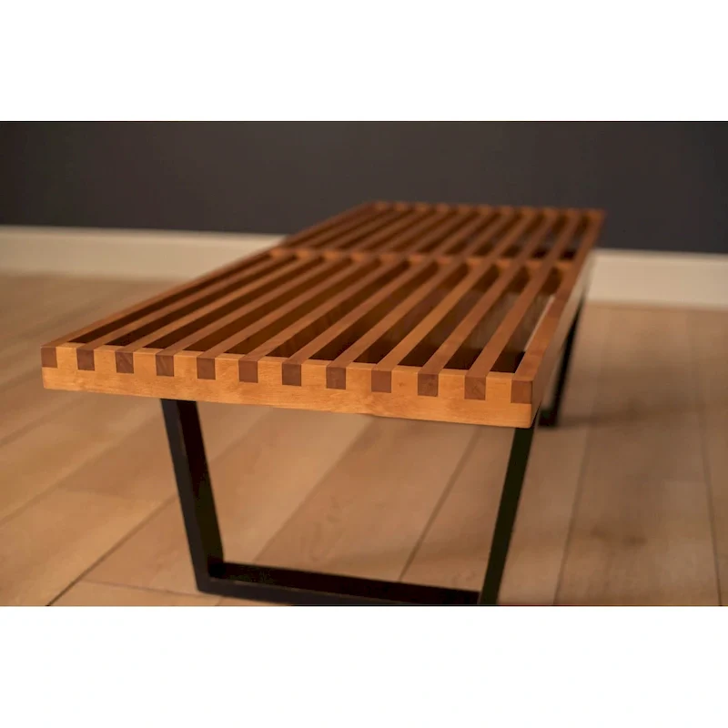 48-Inch Modern Manufactured Wood Bench – Natural or Walnut Finish