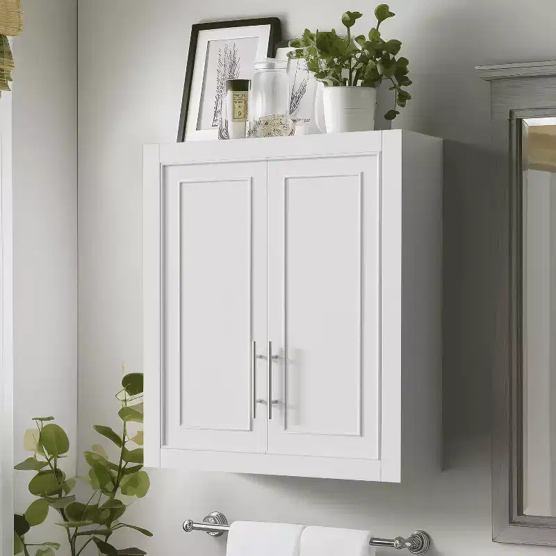 MAYEERTY Bathroom Storage Cabinet Wooden Wall-Mounted Cabinets for Home, Small Space, White, 26*22*8in