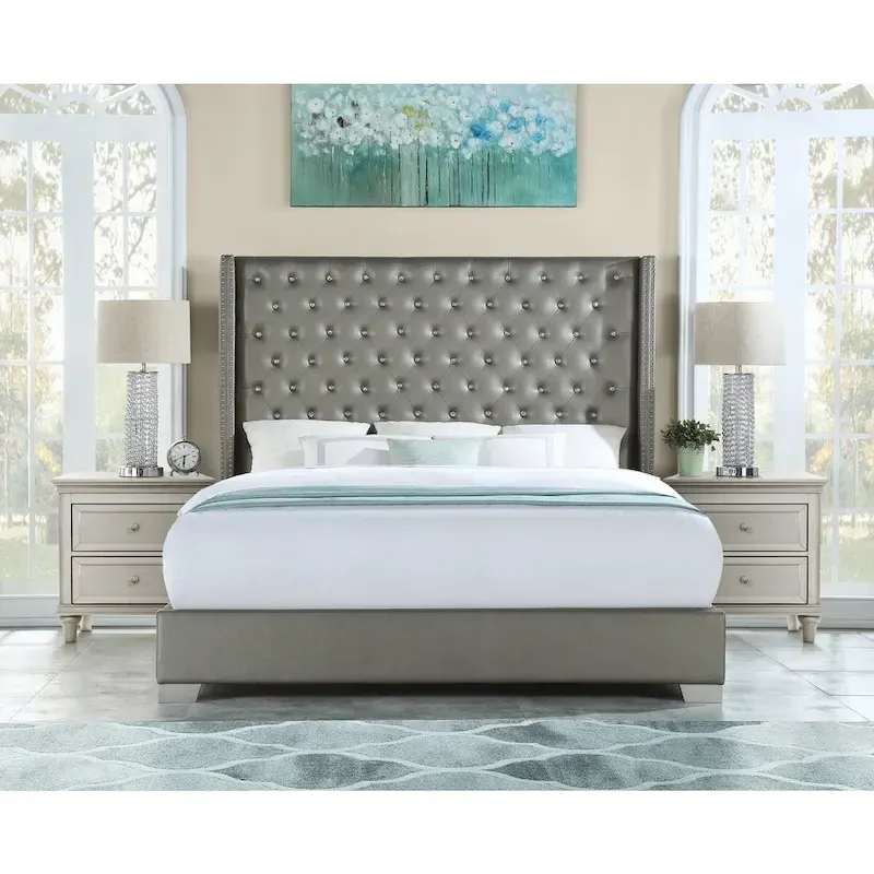 Faux Leather Tufted Upholstered Bed – Queen & King