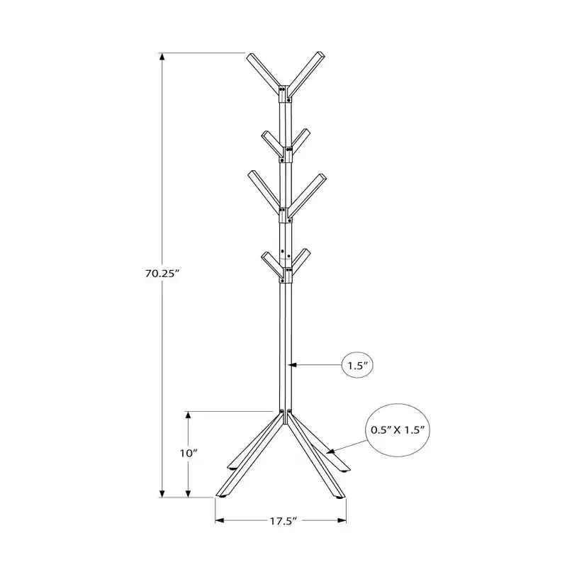 70 Freestanding Metal Coat Rack 8 Hooks Hall Tree for Entryway Bedroom