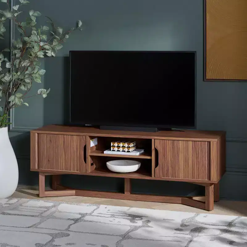 Ilyum 2 Shelf Tambour Doors Sideboard - MED3110 - Walnut - Safavieh