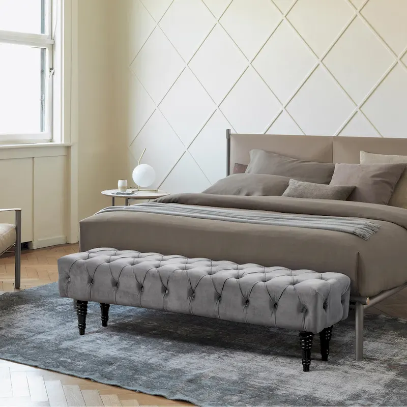 AVAWING Upholstered Tufted Ottoman Bench Accent Entryway Bench