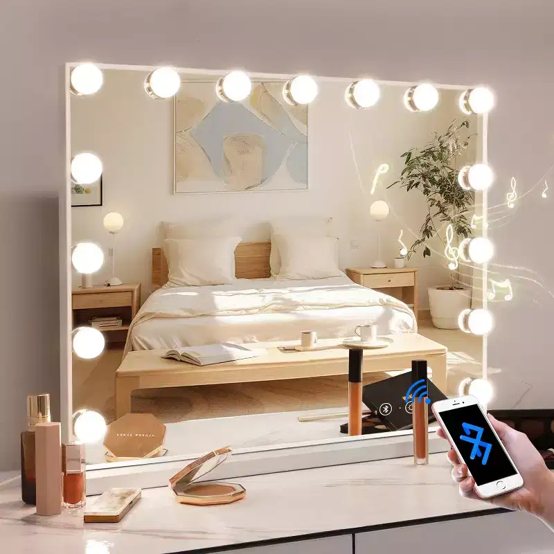 GDFStudio Miro Modern 22.8'' Bathroom Vanity Mirrors with Lights, Charging Port, Bluetooth Speaker and Microphone