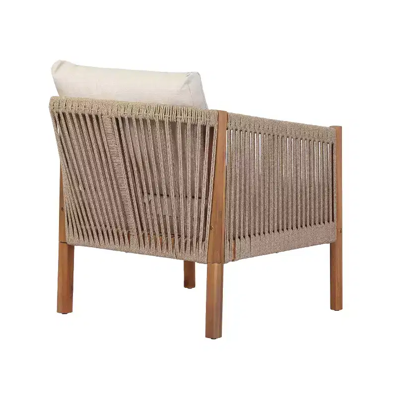 Christopher Knight Home Maha Modern Patio Acacia and Rope Woven Club Chair with Cushion