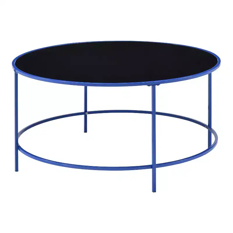 Kincross Round Coffee Table with Glass Top - miBasics